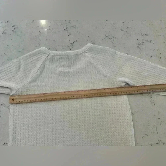 CHASER (ANTHROPOLOGIE brand) boho cream waffle Knit LS Shirt button-up cuff cozy - Picture 9 of 10